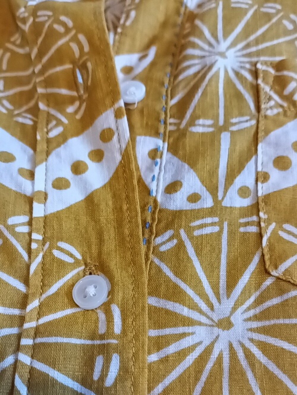 Boden Mustard Yellow Sleeveless Button-Down Top with White Floral Print - Picture 8 of 9